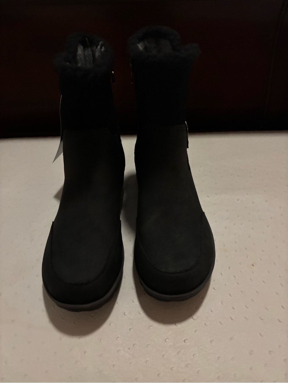 JBU Black Shearling-Trim Ankle Winter Boots